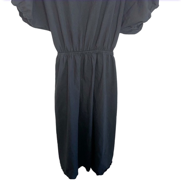 Stateside Black Summer Midi Dress Puff Sleeve Sz Large Coastal Beachy - Picture 7 of 13